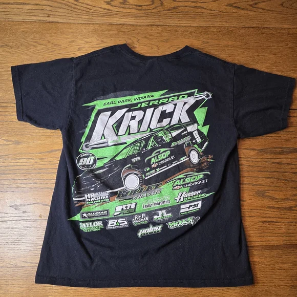 Jerrad Krick Racing T Shirt Earl Park Indiana Dirt Track Mike Alsop Racing Youth - Picture 1 of 5